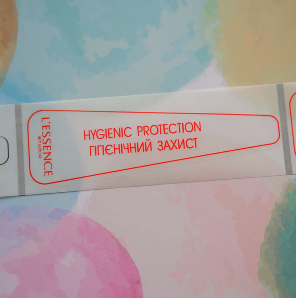 Гігієнічні наліпки бікіні, 40х120мм, з логотипом (1 колір), прозора плівка в рулоні